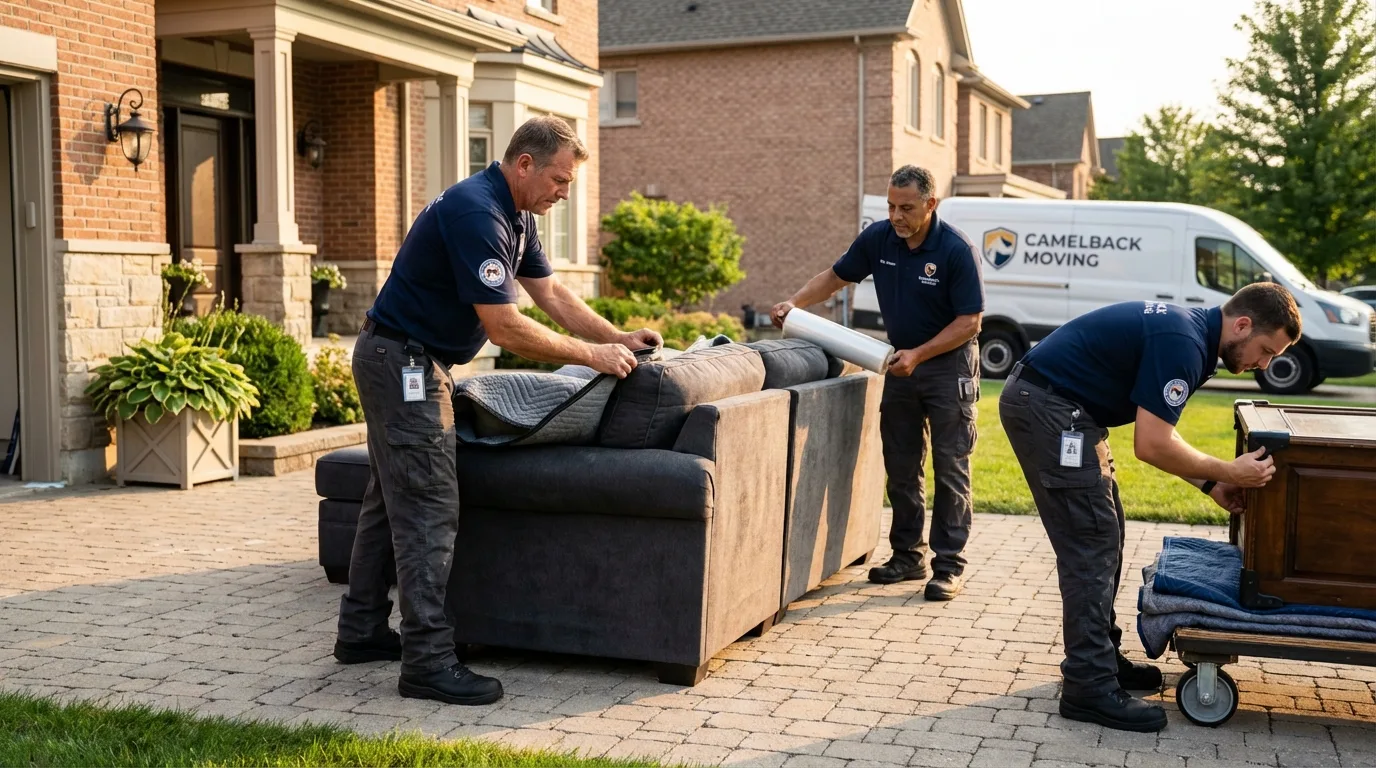 Large estate moving crew wrapping furniture in Newton, AL