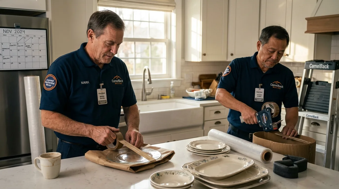 Professional crew packing kitchen dishware in Newton, AL